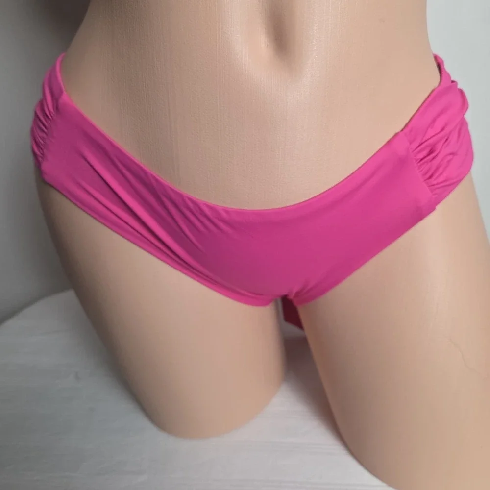 Cosabella Curvy Pink Convertible Halter Bandeau Bikini Set Ruched‎ Bottoms